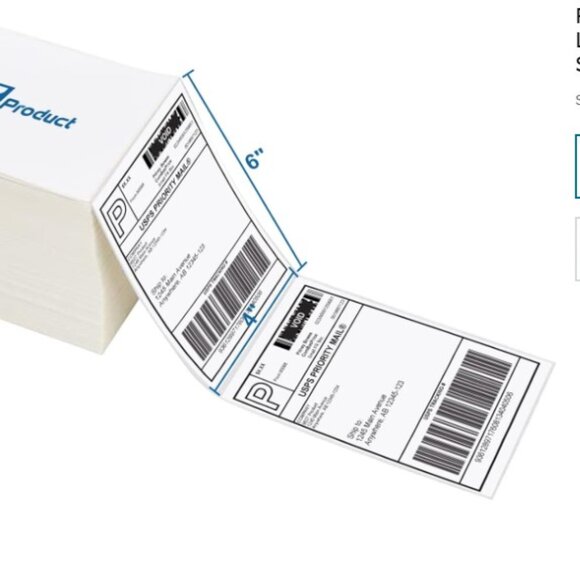 500 Direct Thermal Fanfold 4 x 6 White Perforated Shipping Labels - Picture 3 of 4